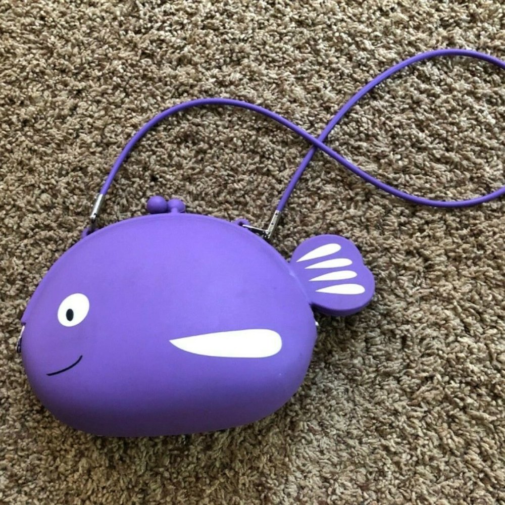 CHARLIE GIRL Purple Fish Purse - NEW Change Wallet